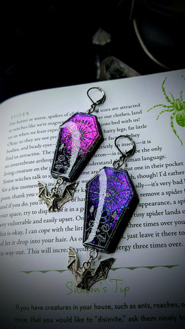Etched Coffins Colour Shift Earrings