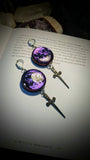 Etched Moons Earrings (Purple/Green)