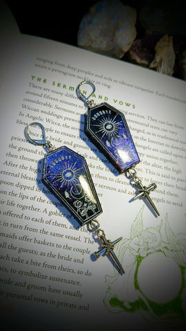 Etched Coffins Colour Shift Earrings
