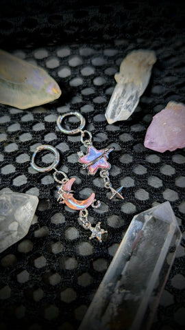 Opalescent Moon and Star Earrings